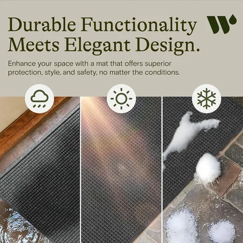 Miniatura 6 de Bungalow Flooring Waterhog Tapete para Puerta, 4' x 6', Hecho en EE.UU., Cubierta de Piso Duradera y Decorativa, Resistente al Deslizamiento, Gris