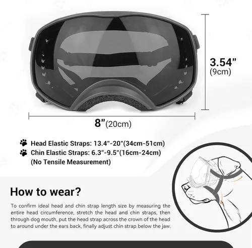 Miniatura 4 de Gafas de sol para perros de razas grandes, lentes de sol para perros de raza mediana y grande, visión amplia, protección para los ojos de mascotas