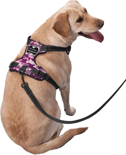 Miniatura 3 de Arnés personalizado para perro sin tirones, chaleco personalizado con bandera estadounidense para perro con número de teléfono y nombre de mascota