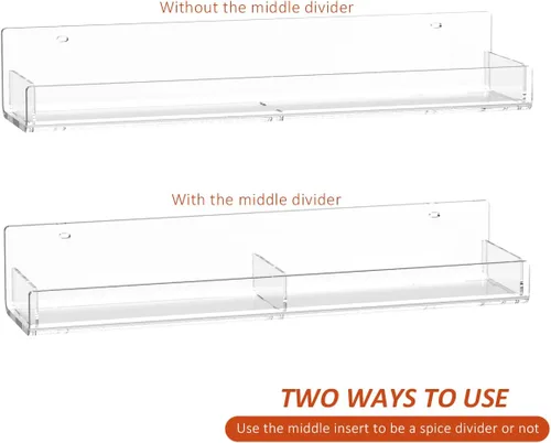 Miniatura 2 de Sezanrpt Estante acrílico para especias de montaje en pared, estantes colgantes para condimentos, tarros de especias de cocina, organizador