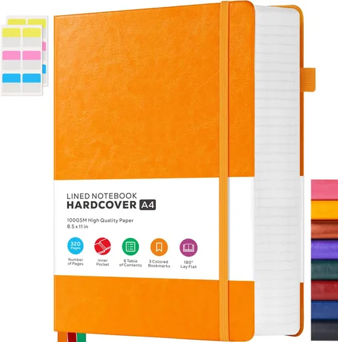 Miniatura 18 de FOCUS DAY Cuaderno de Cuero con Páginas Rayadas, 320 Páginas Cuaderno de Tapa Dura para Escribir y Tomar Notas para Mujeres y Hombres, B5