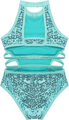 Miniatura 5 de Maillot de ballet sin mangas con lentejuelas y cuello halter