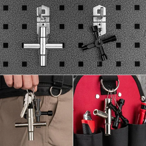 Miniatura 6 de HAUTMEC - Llave de agua sillcock de 4 vías, 1/4", 9/32", 5/16", 11/32" Llave multifunción de acero para llaves de paso, grifos, válvulas y espigas