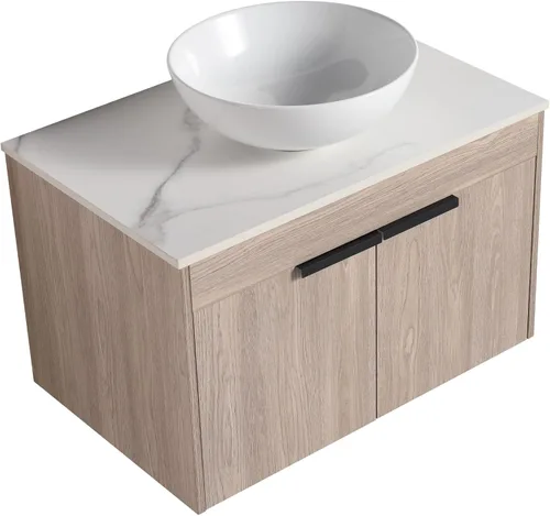 Miniatura 14 de LKTART Moderno flotador de 30 pulgadas para baño y lavabo, conjunto de tocador montado en la pared con puerta de cierre suave, juego de gabinete