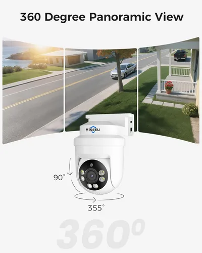Miniatura 2 de Hiseeu PTZ - Cámaras de seguridad domo HD-TVI de 5 MP con panorámica de 355°, inclinación de 90°, visión nocturna IR de 100 pies, cámara