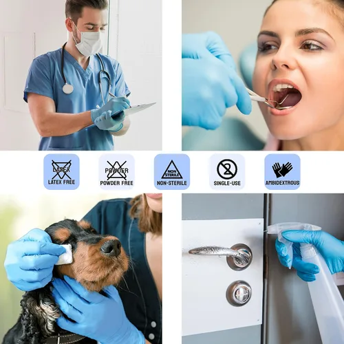 Miniatura 3 de SAFE HEALTH Nitro-V Nitile-Vinyl - Guantes de examen de color azul sintético de vinilo pequeño, suministro a granel de 16 estuches, 16000