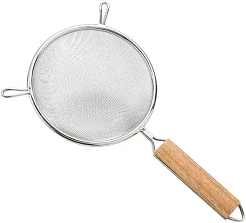 Miniatura 8 de Juego de 3 coladores de malla fina de acero inoxidable, versátiles tamices de mango largo para harina, té, café, aceite de filtrado