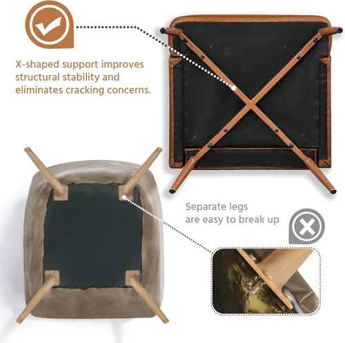 Miniatura 7 de Yaheetech Silla decorativa, silla de sala de estilo Mid Century con cojín lumbar de piel sintética PU, cómoda silla tapizada para leer con patas