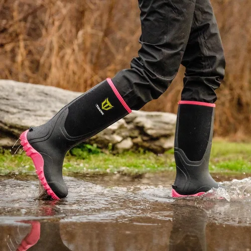 Miniatura 7 de TIDEWE botas de goma para hombre, para todas las temporadas, impermeables, con cambrellón de acero, neopreno de 1564pulgadas, duraderas, para cazar