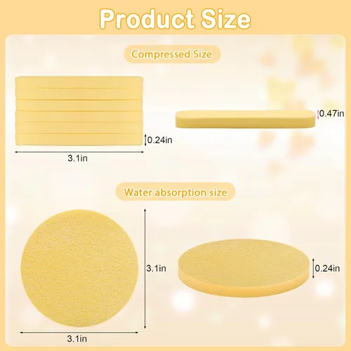 Miniatura 2 de 120 Piezas de Esponjas Faciales Comprimidas, Luxiv Esponja de Limpieza Facial para Esteticistas, Esponja Facial de Maquillaje Comprimida Redonda