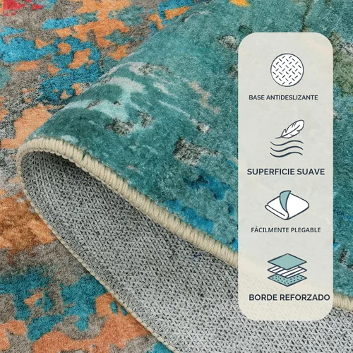Miniatura 4 de Lahome Alfombras modernas abstractas de 5x7, alfombras grandes lavables para sala de estar, dormitorio, antideslizante, coloridas, alfombra