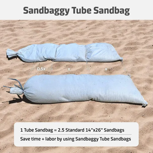 Miniatura 6 de Sandbaggy Bolsas de arena de tubo de 38 pulgadas por 12 pulgadas Tela resistente de grado industrial Capacidad de peso de 90 libras Barrera
