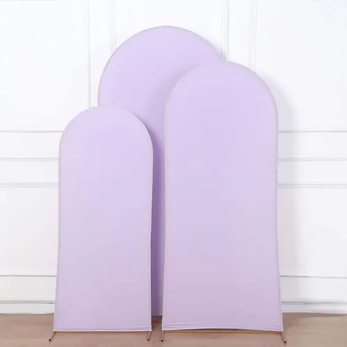 Miniatura 7 de Efavormart Juego de 3 Fundas de Arco de Boda de Spandex Lavanda Mate Ajustadas para Soportes de Telón de Fondo Chiara de Parte Superior Redonda