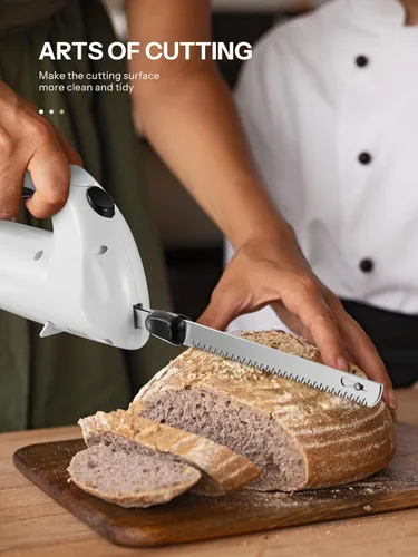 Miniatura 4 de Reemix Cuchillo Eléctrico con Mango, Potente Juego de Cuchillos Eléctricos de 150W para Cortar Carnes, Aves, Pan, Tenedor de Servir y 2 Cuchillas