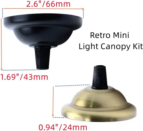 Miniatura 2 de Juego de 4 mini toldos de luz retro de 2.6 pulgadas de diámetro, placa de techo negra, base de chasis, accesorios de luz colgante