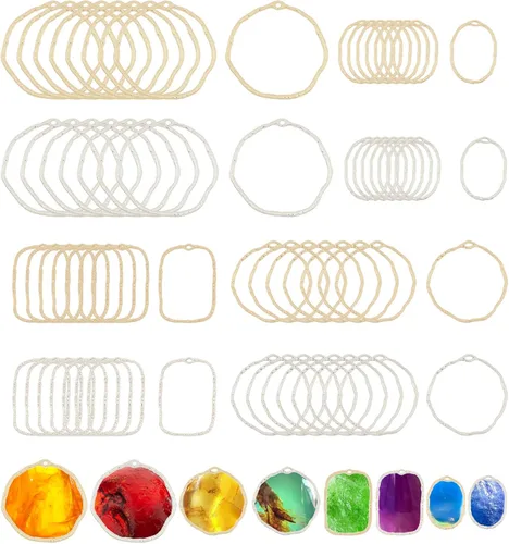 CHGCRAFT 48 colgantes de aleación de 8 estilos con marco hueco para bricolaje, resina epoxi, resina epoxi, joyería de bricolaje, aretes, collares,