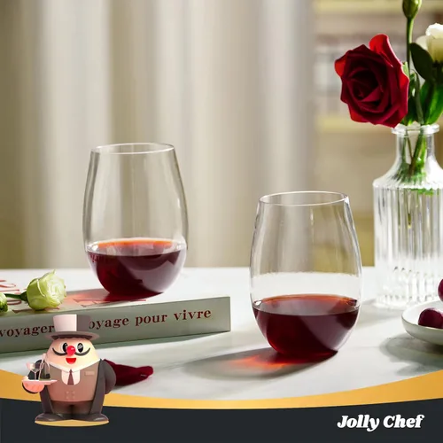 Miniatura 4 de JOLLY CHEF Paquete de 24 vasos de vino de plástico sin tallo de 16 onzas, vasos desechables de vino, calidad premium, reciclables, irrompibles