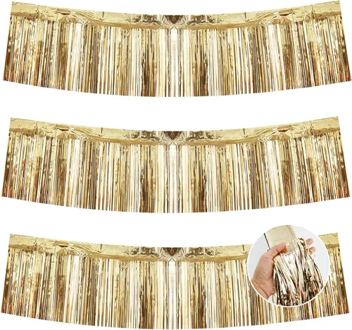 Miniatura 49 de BEISHIDA 3 Paquetes de Guirnalda de Flecos de Lámina Metálica Arcoíris Oscuro para Colgar en la Pared, Banderas de Oropiel para Halloween, Flotas
