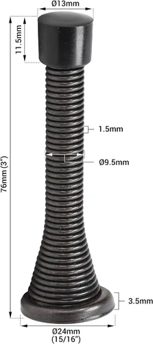 Miniatura 4 de Rok Hardware ROKDS1ORB - Paquete de 10 topes de puerta de 3 pulgadas (2.992 in) con resorte flexible y acabado de bronce aceitado, protectores