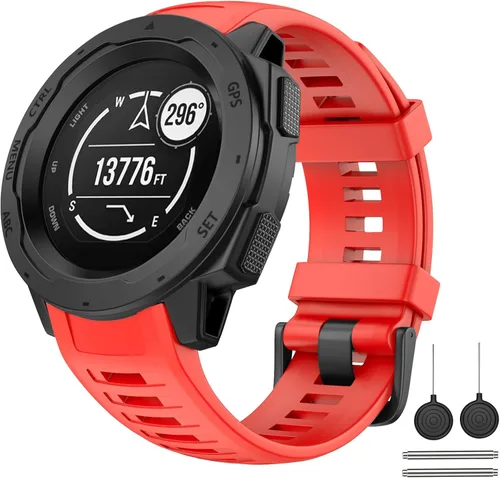Miniatura 9 de OVERSTEP Correa de repuesto para Garmin Instinct, silicona suave, compatible con Garmin Instinct 2, Solar, Tactical, Crossover, amarillo ámbar