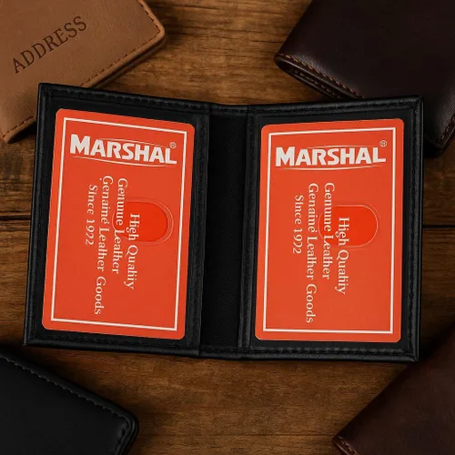 Miniatura 3 de MARSHAL Cartera delgada de cuero para tarjeta de crédito, tarjeta de crédito, soporte plegable para licencia de conducir, caja fuerte