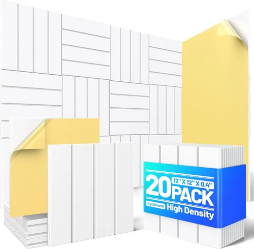 Miniatura 8 de Paquete de 12 paneles de espuma a prueba de sonido para paredes, paneles acústicos con listones autoadhesivos de 12 x 12 x 0.4 pulgadas, panel