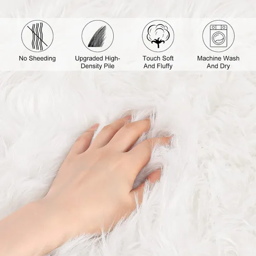 Miniatura 4 de Alfombra de pelo de oveja sintética QHWLKJ suave y esponjosa para sillón o sofá, mantita tipo alfombra para el sofá, el dormitorio, salón, suelo