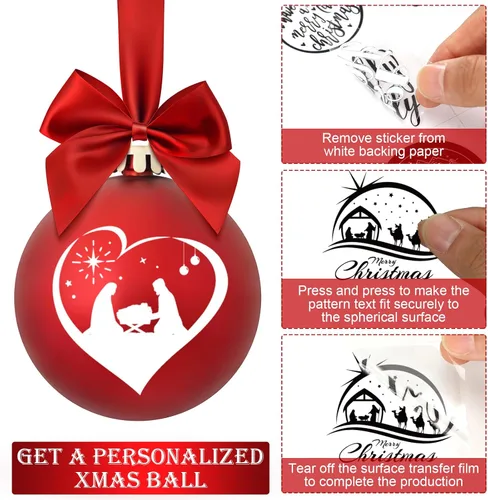 Miniatura 4 de 45 piezas de calcomanías UV con palabras de Navidad para decoración de bola de Navidad, calcomanías de letras de saludo inspiradas en vacaciones