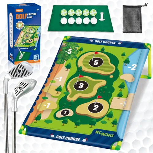 Juego de astillado de golf de velcro con 2 palos, juego de batalla de golf adhesivo portátil para interiores y exteriores, patio trasero, parque,
