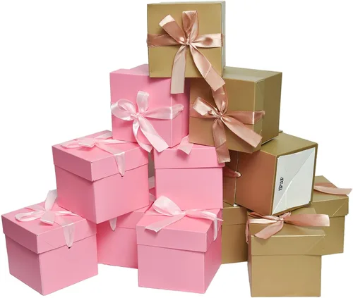 Miniatura 25 de 12 cajas de regalo de Navidad con tapas, cajas negras para cumpleaños, bodas, día de San Valentín, Navidad, aniversario (negro, 4 x 4 x 4 pulgadas)