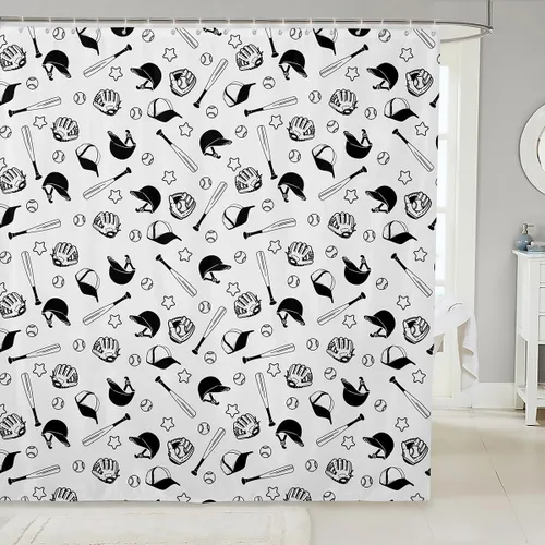 Miniatura 31 de Manfei Cortinas de ducha para niños con lazo de dibujos animados, diseño de mariquita, escarabajo, insecto, niñas, niños, cortinas impermeables
