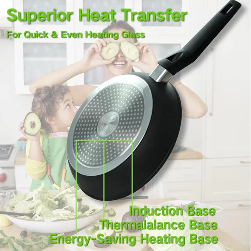 Miniatura 5 de Sartén Antiadherente de 9.5", Sartén Antiadherente para Freír, Sartén Plancha, Apta para Lavavajillas y Horno, Sin PFOA, Sartén Parrilla para Estufa