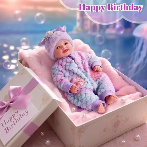Miniatura 5 de BABESIDE Muñeca de sirena para niña, 17 pulgadas, suave, realista, con cola de sirena brillante y accesorios, bonitos juguetes de sirena para niñas