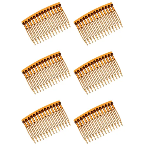 Miniatura 9 de 6 peines para el cabello para mujeres, 14 dientes, peine lateral francés de plástico negro, clips decorativos para mujeres y niñas, velo de novia