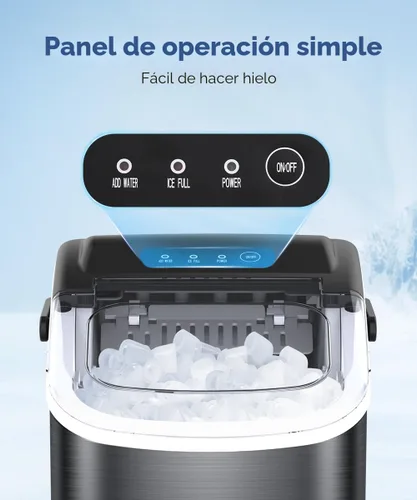 Miniatura 4 de COWSAR Máquina de hielo de encimera, máquina de hielo portátil con autolimpieza, 26.5 libras/24 horas, 9 cubos de hielo tipo bala en 6 minutos
