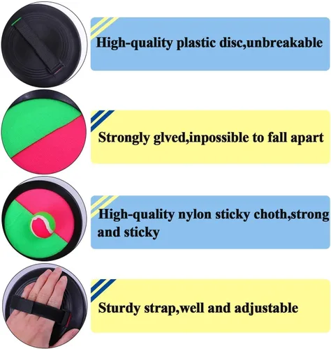 Miniatura 3 de Cooraby Juego de 5 juegos de palas para lanzar y atrapar pelotas, adecuado para deportes, playa y fiesta con bolsa de almacenamiento, 10 paletas y 5