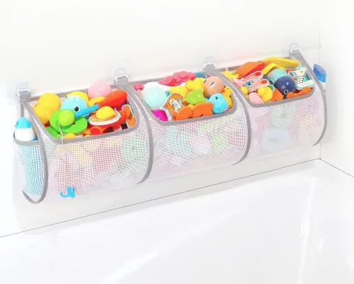 Ligereza Soporte para juguetes de bañera, evita manchas, juguetes de baño para niños de 4 a 8 años, 30 x 8.7 pulgadas, soporte de malla para