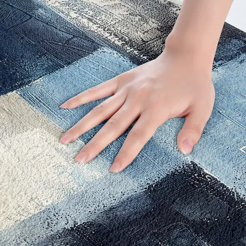 Miniatura 4 de Erosebridal Alfombra de baño abstracta azul de acuarela negra para niños y adolescentes, alfombra de baño de teñido anudado blanco degradado
