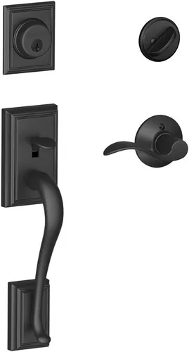 Miniatura 10 de Schlage F60 ADD 622 PLY Addison - Juego de manijas de entrada frontal con perilla Plymouth, cerrojo con llave de 1 lado, negro mate Mate negro