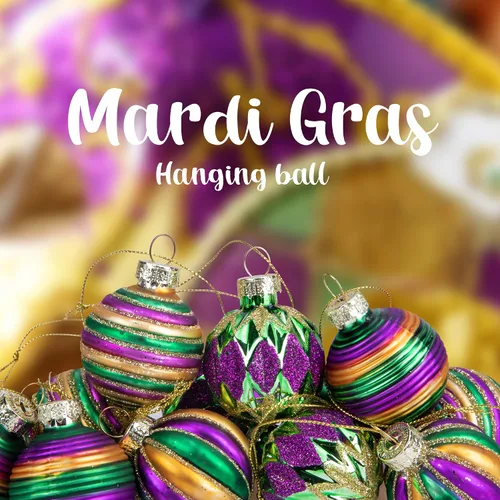 Miniatura 6 de Watayo 12 adornos de bola de vidrio Mardi Gras, bolas colgantes con purpurina de 1.5 pulgadas, adornos morados de Nueva Orleans, verde, adornos