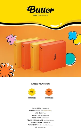 Miniatura 2 de Music & New WEVERSE PREORDER BTS Butter AlbumExtra Photocards Set CreamPeaches ver. SET