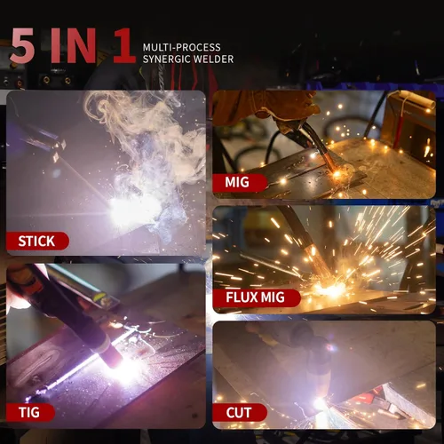 Miniatura 2 de Soldador de Corte por Plasma Combinado MIG con Gas/MIG Sin Gas/TIG con Elevación/Palo/CORTE 5 en 1 Máquina de Soldadura de Aluminio con Voltaje Dual