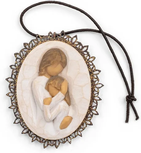 Miniatura 7 de Willow Tree - Adorno colgante de corazón dorado con borde de metal, figura esculpida y pintada a mano en relieve