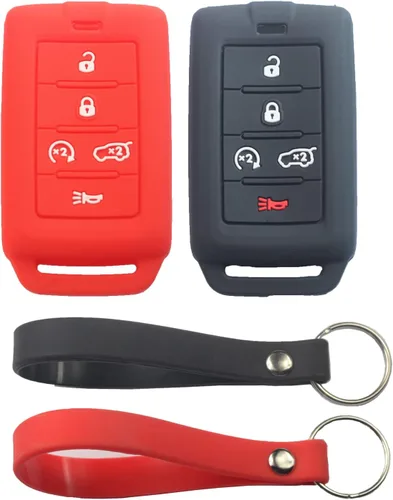 Miniatura 7 de 2 fundas para llavero de 5 botones compatibles con Jeep, 2 piezas negro, Pequeño