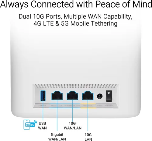 Miniatura 6 de ASUS ZenWiFi BT10 Tri-Band WiFi 7 Mesh, 18 Gbps, 6000 pies cuadrados (2pk), puertos duales 10G, seguridad y controles parentales incluidos, Smart