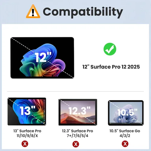 Miniatura 2 de MoKo Calcomanía para tableta Microsoft Surface de 12 pulgadas 2025, piel sintética, cubierta protectora para Surface Pro de 12 pulgadas, color negro