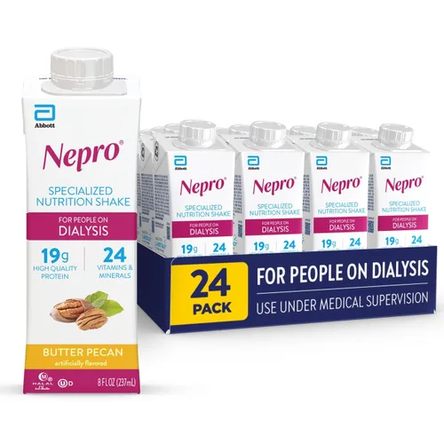 Nepro Batido nutricional para personas en diálisis, 0.67 oz de proteína, 420 calorías, mantequilla y nueces, 8 onzas líquidas, paquete de 24