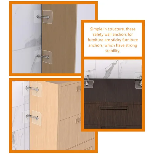 Miniatura 6 de Cabilock Ganchos adhesivos para muebles de pared, anclaje de pared, anclajes de punta autoadhesiva para TV