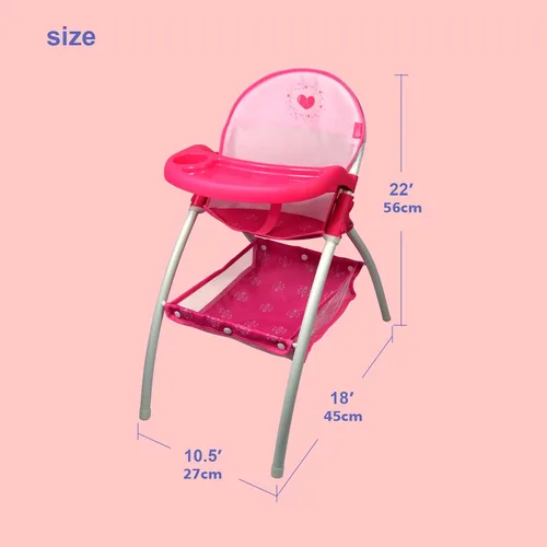 Miniatura 5 de Anivia Silla alta de muñeca de bebé, silla alta de juguete para muñeca de bebé (DH010-PINK)
