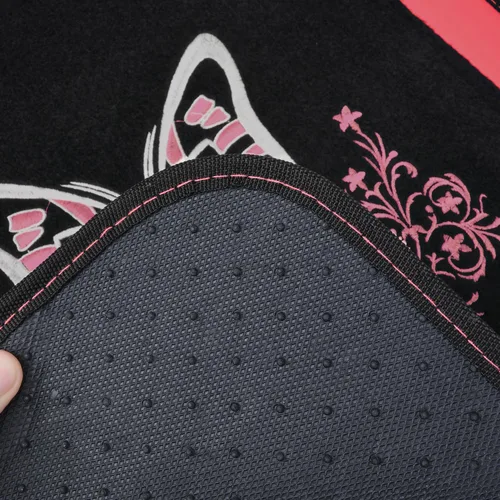 Miniatura 8 de CAR Pass Tapetes bordados de mariposa para automóvil, tapete de cuero rosa con almohadilla para el talón para mujeres lindas, ajuste universal